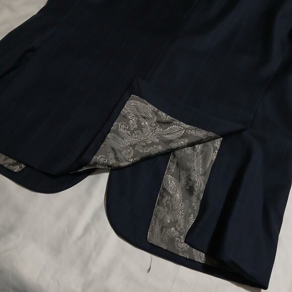 Joseph Abboud Men's 50L 100% Wool Deep Blue Window-Pane Plaid Blazer Lined - Picture 7 of 15